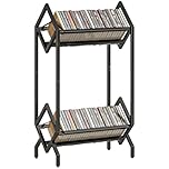 HOMCOM 50 CD Storage Rack, 2-Tier Metal CD Storage Unit, Free Standing Display Rack for DVDs, Small Books and Albums, Living Room, Bedroom, Space-Saving, Easy to Assemble, Black