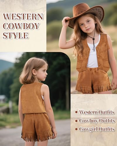 Disfraz cowboy western marrón para niñas y niños miniatura 2