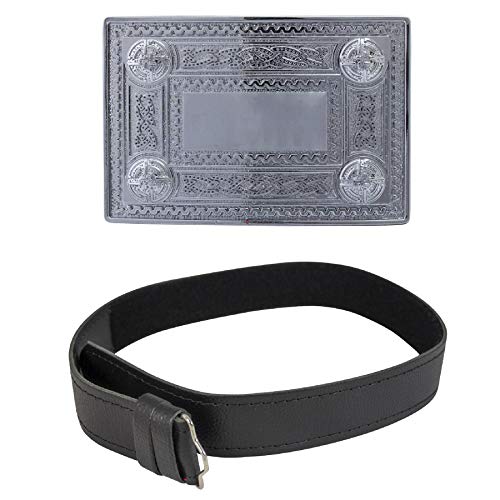 I LUV LTD Boys Kilt Belt Buckle Celtic Knot Polished Finish with Leather Hook and Loop Belt Childrens 3