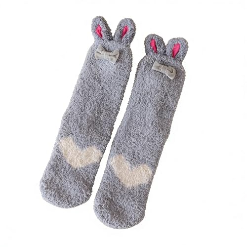 Image of Violet Mist Women Funny Fuzzy Bunny Socks Cute Rabbit Fluffy Non-slip Grip Socks Warm Slipper Sock Easter Gifts Girls
