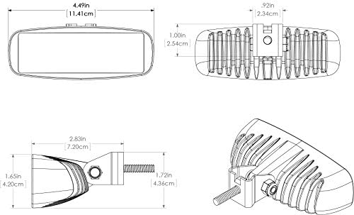 Dimensional drawing of Lumitec Caprera light with measurements