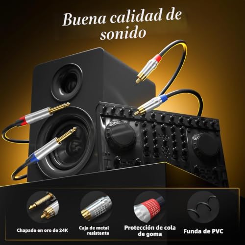 Miniatura 3 de Tisino Cable Rca A Jack 6.5, 2rca A 2x 6,35 Mm Cable De Audio Estéreo Cable Para Receptor Av, Amplificador, Sistema De Audio Estéreo Hifi- 23m