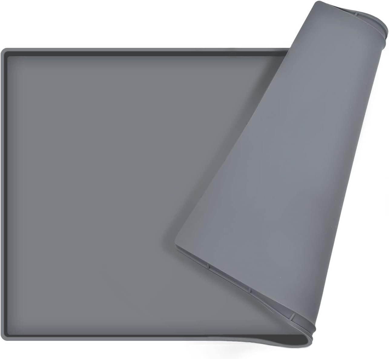 Dog Food Mat,Silicone Waterproof Food Tray,Non Slip Pet Bowl Mats Placemat,0.8" Raised Edge,Suitable for Most Small and Medium Sized Pets,28" x 18"