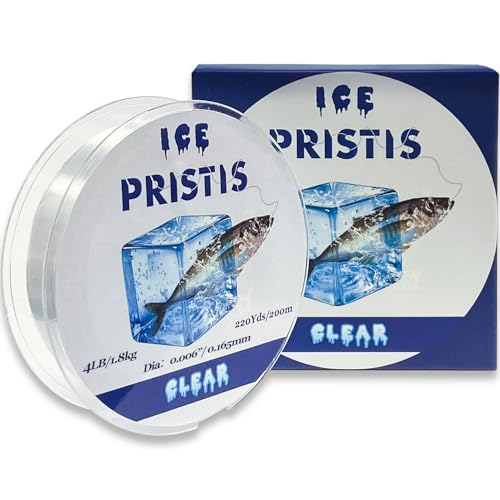Pristis 4 LB Clear Ice Fishing Line, 220 Yds Monofilament Tip Up Line