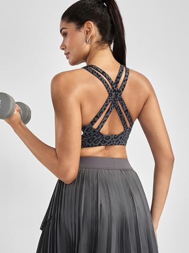 Image of RUNNING GIRL High Impact Sports Bras for Women - Scoop Neck Strappy Sports Bra High Support Moulded Cup Workout Bra