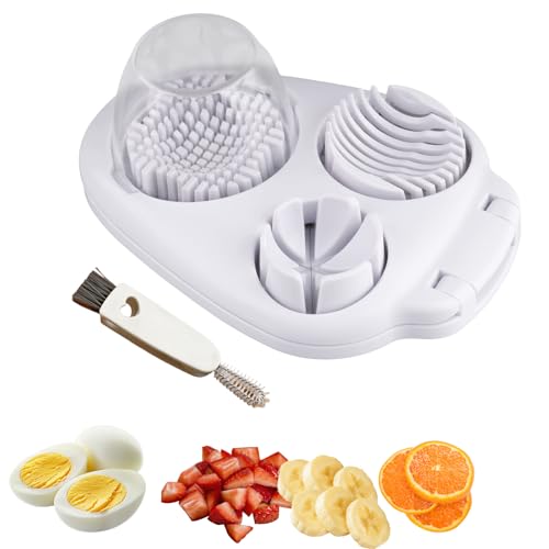 Image of Velicber 3 in 1 Egg Slicer For Hard Boiled Eggs, 3 Slice Modes Egg Slicer with Stainless Steel Wire Egg Cutter Heavy Duty for Hard Boiled Eggs, Strawberry, Grape, Kitchen Dicer Tool