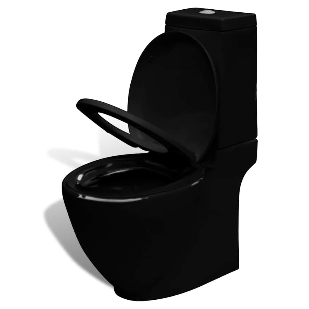 Zestaw do toalety stojącej i bidetu, czarny, ceramiczny, z podwójnym spłukiwaniem, 3/6 litra, z funkcją cichego domykania, kompletny zestaw do łazienki, toalety dla gości, do postawienia na