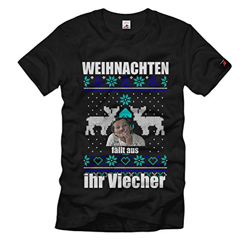 T-shirt humour Christmas Fallaus Ihr Viecher Lockdown noir grande taille