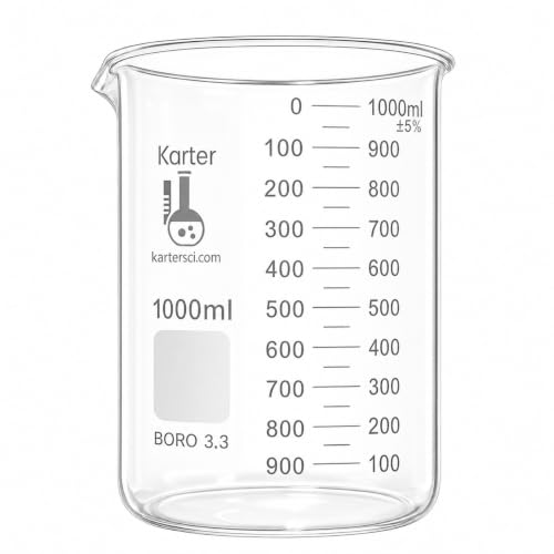 Image of 1000ml Beaker, Low Form Griffin, Boro. 3.3 Glass, Double Scale, Graduated, Karter Scientific 213D27 (Single) | Boro. 3.3 Glass, Double Scale, Graduated, Single