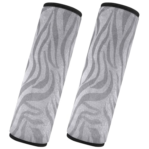 Image of 2 Pack Seatbelt Covers Seat Belt Cover Pad for Adults Boys Girls Car Seat Strap Covers Pads Cushion Universal Shoulder Strap Pad Protector for Backpack Camera Bag 10x7.7Inch Light Silvery Zebra Print