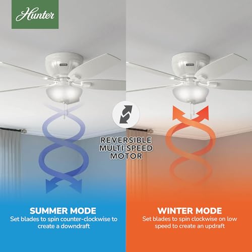 Image of Hunter Kenbridge, Indoor, Ceiling Fan, with LED Light, 52 inch, Fresh White