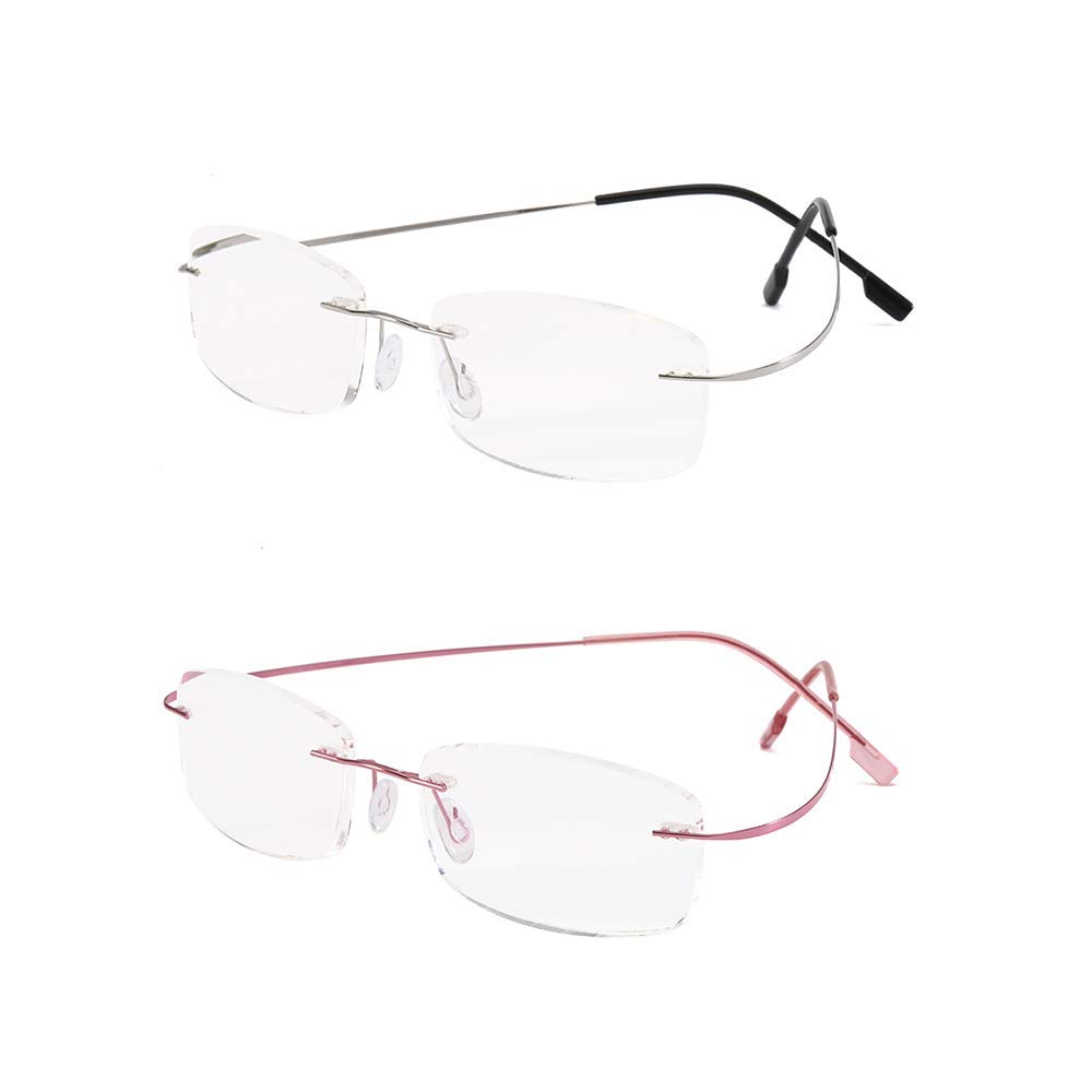 KoKoBin 2 er Pack Randlos Lesebrille super Light Titan Leseh