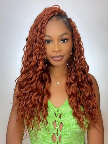 14 Inch Ginger Boho Crochet Braids 7Packs Goddess Box Braids