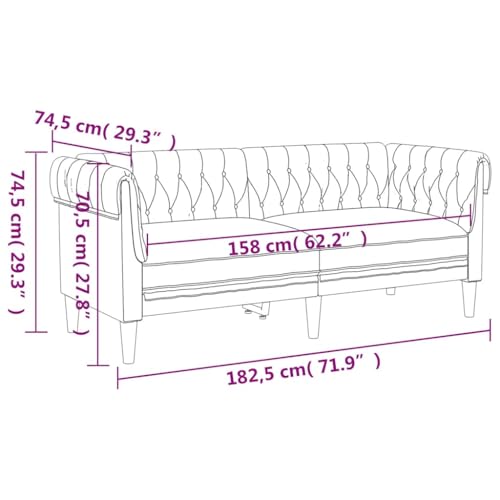 Sofá de 2 plazas azul Chesterfield de tela acolchado 182cm de largo 3