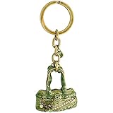 Sabrina Silver Green Purse Hand Bag Key Chain Crystal Key Ring for Women Swarovski Elements Peridot color Yellow Topaz color 4 inches long