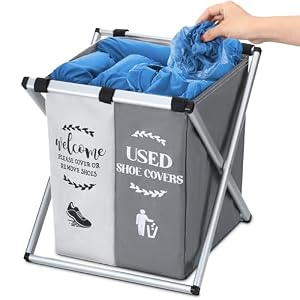Wonderjune Foldable Disposable Shoe Cover Box Dispenser, Gray, Beige