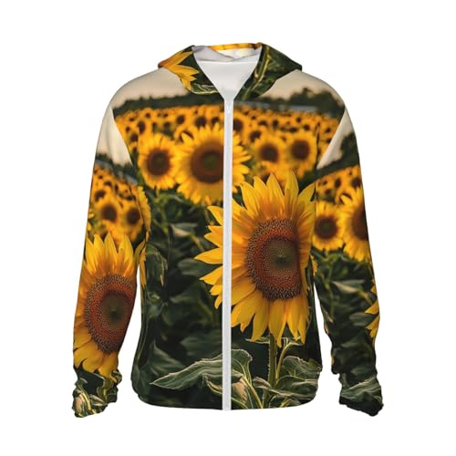 UPF 50+ Sun Protection Hoodie Long Sleeve Beautiful Sunflower Sun Shirt Rash Guard Fishing Shirts for Men