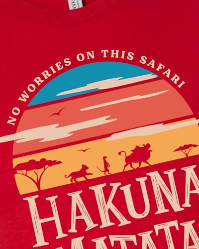 Image of Hakuna Matata Tours Character Unisex T-Shirt|Cartoon Vintage Graphic Tee|Perfect for Vacation & Casual Wear (3XL, Solid Red Blend)