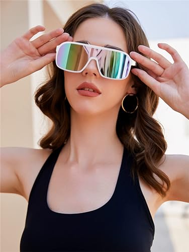 FEISEDY Fashion Polarized Sunglasses Oversized One Piece Reflective Lens Sports Sun Glasses B01222