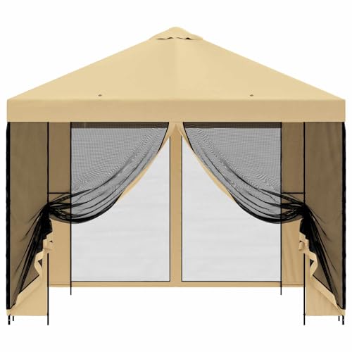 Cenador rectangular 3x3 m en acero crema para jardin o terraza 6