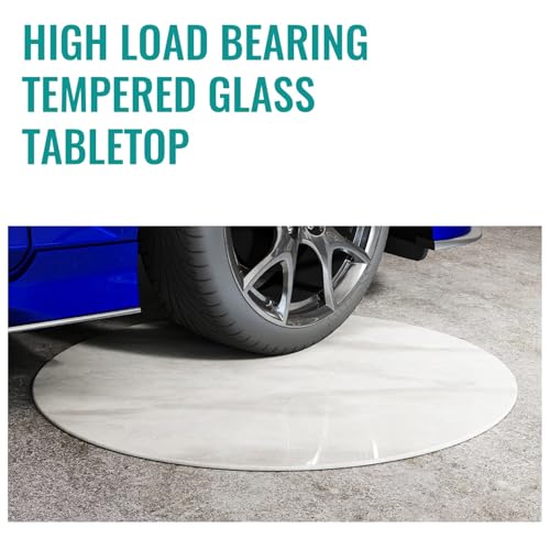 Image of Tempered Glass Round Table Top with Marble Design 28 Inch Diameter, 3 /10 Inch Thick, Heavy-Duty Safety Glass Circle for Dining Table, Desk, Patio Base Replacement