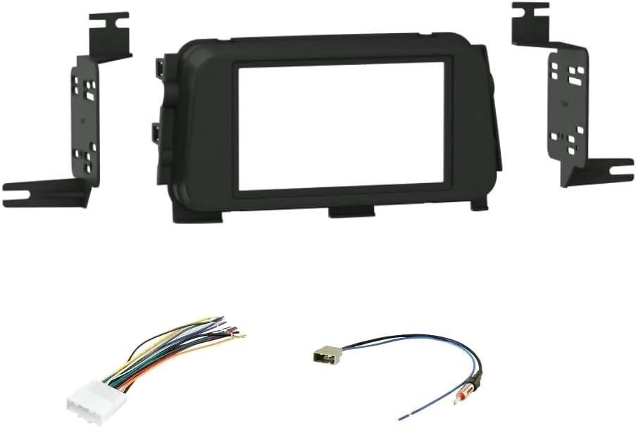 Double Din Car Stereo Install Dash Kit, Wire Harness, and AM/FM Radio Reception Antenna Adapter -Made for Nissan: 2018-2024 Kicks and 2020-2025 Versa