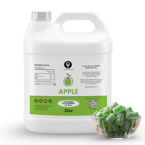 Dolce Flav Apple Flavoring Oil for Baking and Candy, Restaurant Size, 32 Oz