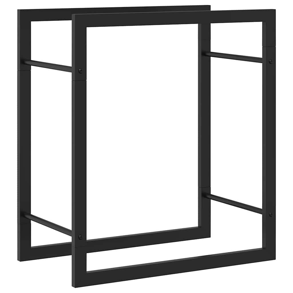 vidaXL Firewood Rack Log Stand Lumber Storage Carrier Firewood Stand Lumber Stacking Rack Wood Pile Storage Log Holder Matt Black Steel