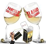 Aurìca Coppia Calici Vino Personalizzati FAN*LO SAN VALENTINO – TI AMO OGNI GIORNO – 2 Bicchieri Piegati Per Brindisi Fuori Dal Comune Ma Pieni D’Amore Con Confezione Regalo Inclusa