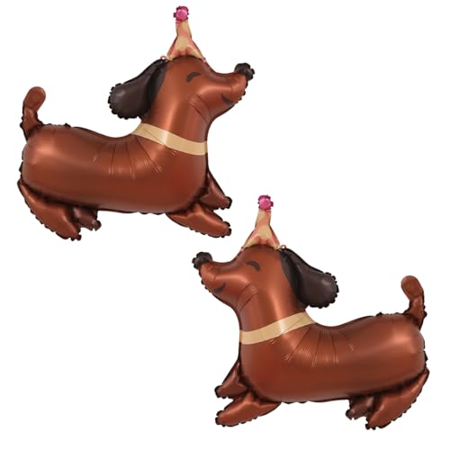 YAZWUR 2 unidades globos de lámina 3D con diseño de perro salchicha, gigantes de animal, decoración de cumpleaños para niños, niñas y mascotas, temática de fiesta, perfectos para patrulla y bluey.
