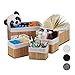 Produktbild Relaxdays Aufbewahrungskorb 6er Set, mit Stoffbezug, Bambus, rechteckig, Bad, Accessoires, dekorativer Organizer, natur