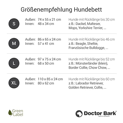 Doctor Bark Hundebett Mittelgroße Hunde - Hundekörbchen Flauschig und Weich - Waschbar, Strapazierfähig, Kuschelig - Made in Germany - GreenLabel (L - 97x75 cm, Grau)