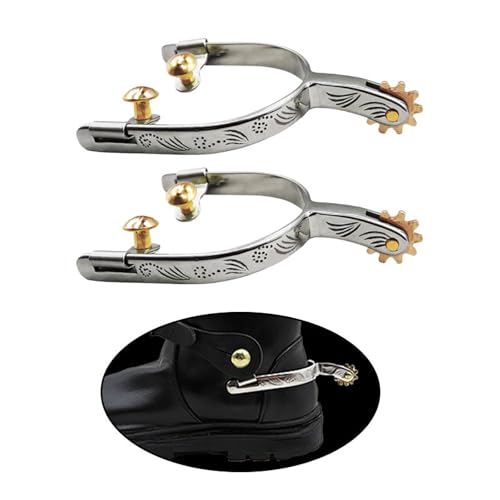 Accessoire équestre éperons cheval western acier inoxydable avec roue - 4