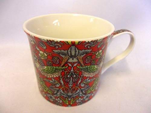 Set of 4 Gift Boxed China Palace Mugs in William Morris red Strawberry Thief Design