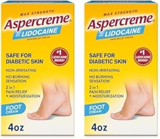 Aspercreme Odor Free Lidocaine Foot Pain Relief Cream, 4 oz., Safe for Diabetic Skin (Pack of 2)