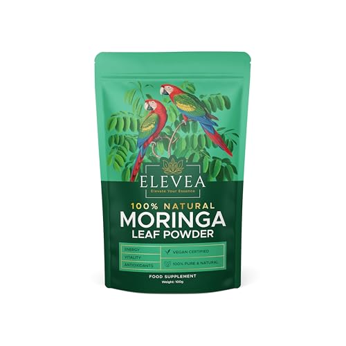 ELEVEA Moringa Powder 100g | UK Doctor-Founded Brand | Pure Moringa Oleifera Leaf | Naturally Rich in Iron Vitamin A & Antioxidants | Energy Immunity & Vitality | Smoothie & Tea Ready | Vegan