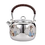 FMOGE Silberne Teekanne mit Spiegel-Emaille-Silber-Topf, vier schöne Silber-Teekannen, Haushalt, 999 Wasserkocher, Teezeremonie
