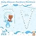 Coume 36 Pcs Baby Shower Pacifiers Necklace Bear Bottle Acrylic Baby Pacifiers Charm Necklace for Guests Gender Reveal Party Favors Prize Table Scatter(Boy,White, Blue)