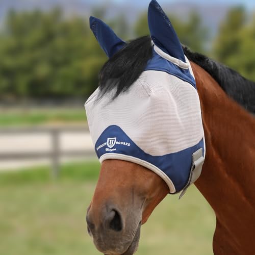 Harrison Howard Half Face Horse Fly Mask UV Protection and Breathable for Equine Use Comfortable Navy L
