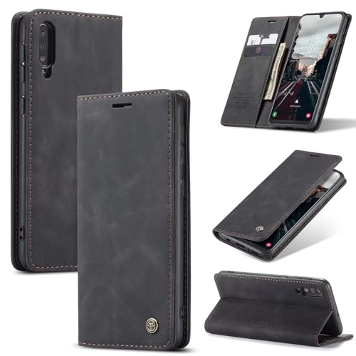 SLWYF Handyhülle für Samsung Galaxy A30S/A50S/A50 Hülle Premium Lederhülle Klappbar Flip Hülle Tasche Magnet Kartenfach Standfunktion Klapphülle Schutzhülle für Samsung Galaxy A30S/A50S/A50, Schwarz