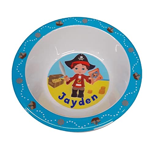 Childrens' Melamine Bowl - Pirate Design - 47 Boys' Names Available (Jayden)