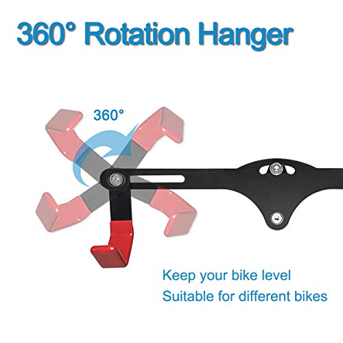 Qualward Bike Wall Hanger, Adjustable Bicycle Hooks Holder Storage Rack Horizontal For Indoor Storage, Red #TOP2