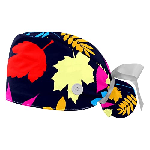 Chapeaux bouffants JDEZ en lot de 2 avec motif feuille et casquettes de travail ajustables