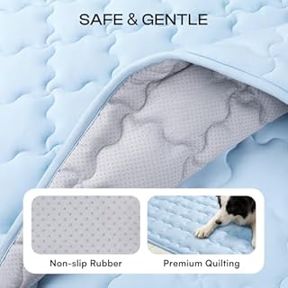 luciphia Tappetino Refrigerante Cane e Gatti,Tappeto per Cani,Cuscino Rinfrescante Estivo,Cuccia Lavabile per Cani,Coperta Rinfrescante per Cani di Taglia Grande,Media e Piccola Blu 77 * 102cm