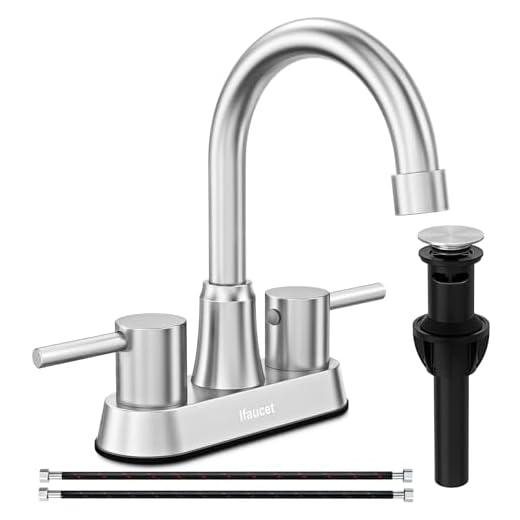 Bathroom Faucets, Bathroom Faucet 3 Hole, Bathroom Sink Faucet, Faucet for Sink 4 Inch 2 Handle Centerset, Lead-Free, with Copper Pop Up Drain (Brushed Nickel)