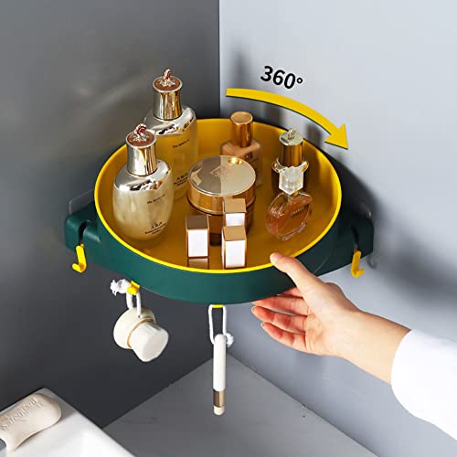 Wuxiancilang Creative Kitchen Convenience Bathroom Punch Free Rotating Shelf 360 Degrees Storage Rack Accessories Cosmetics Makeup Tray #TOP2