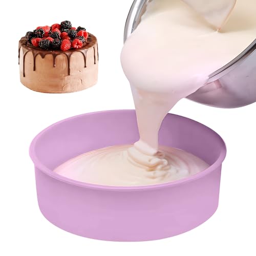 Confezione da 2 teglie rotonde in silicone, riutilizzabili, per torte in chiffon, senza BPA (colore A -25,4 cm)