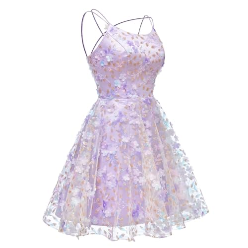 Short Spaghetti Straps Tulle Homecoming Dresses 2025 Empire Waist A Line Lace Flower Cocktail Gowns SF0492