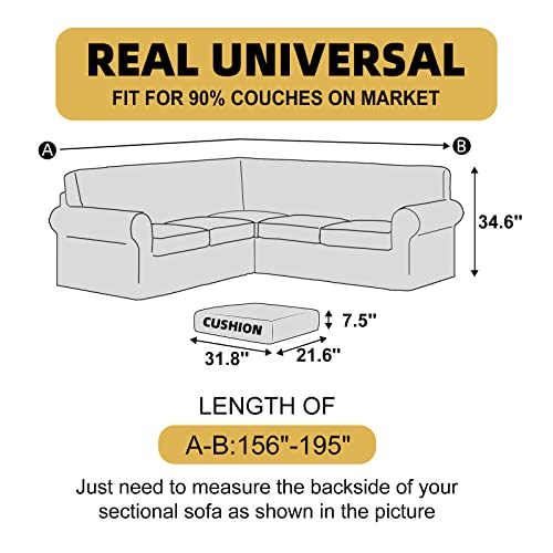 Aliecom Corner Sectional Couch Covers 6 Piece Water Resistant L Shape Sofa Cover For Sectional Sofa Set Stretch Soft U Shaped Slipcovers Living Room Anti Slip Pet Dog Furniture Protector (Dark Gray) #TOP5