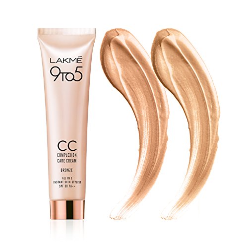 Image of LAKME 50 Spf Sun Expert Tinted Sunscreen Cream (50 G) For All Skin type & 9 To 5 Cc Cream, 03 - Bronze, Spf 30 - Tinted Moisturizer To Brighten Skin, Conceal Dark Spots, 30 G